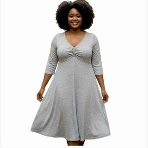 Torrid Light Gray‎ 3/4 Sleeve Dress with Ruched Bust